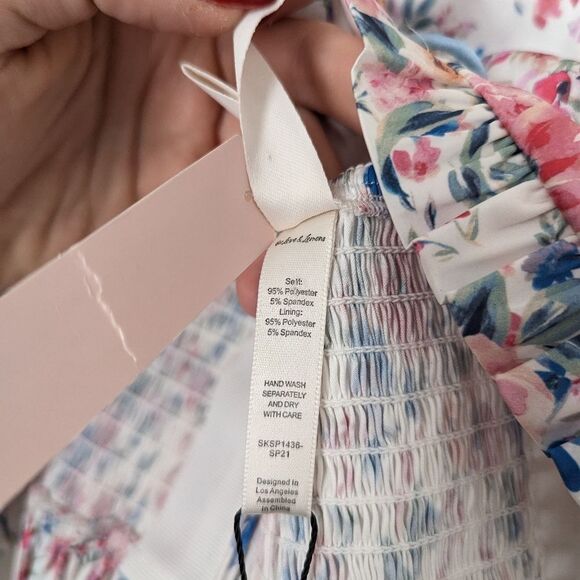 NWT For Love and Lemons white blue pink floral Juliet skirt crop top set M/L - Picture 5 of 10